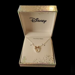 Disney Fine Silver Plated Minnie Mouse "K" Necklace